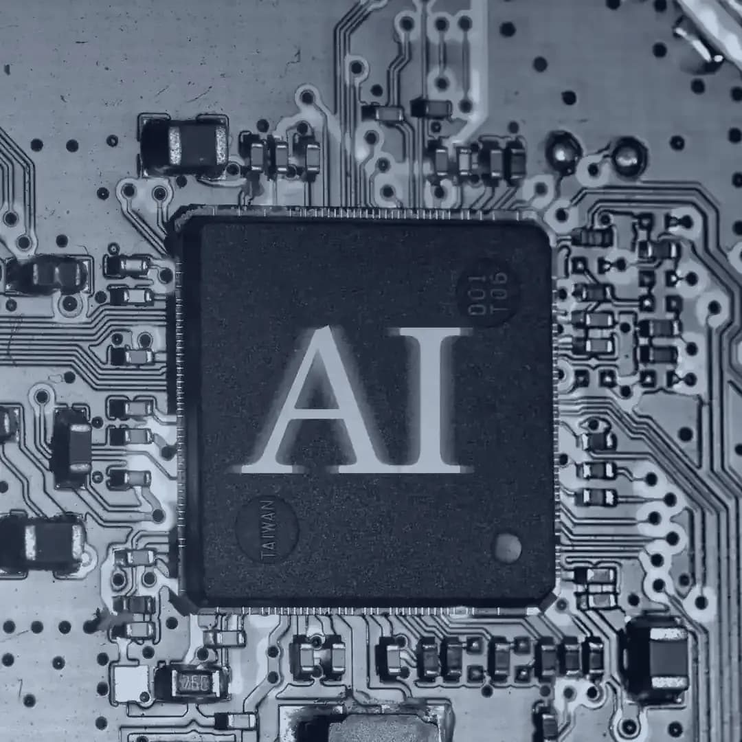 A chip marked AI on a circuit board